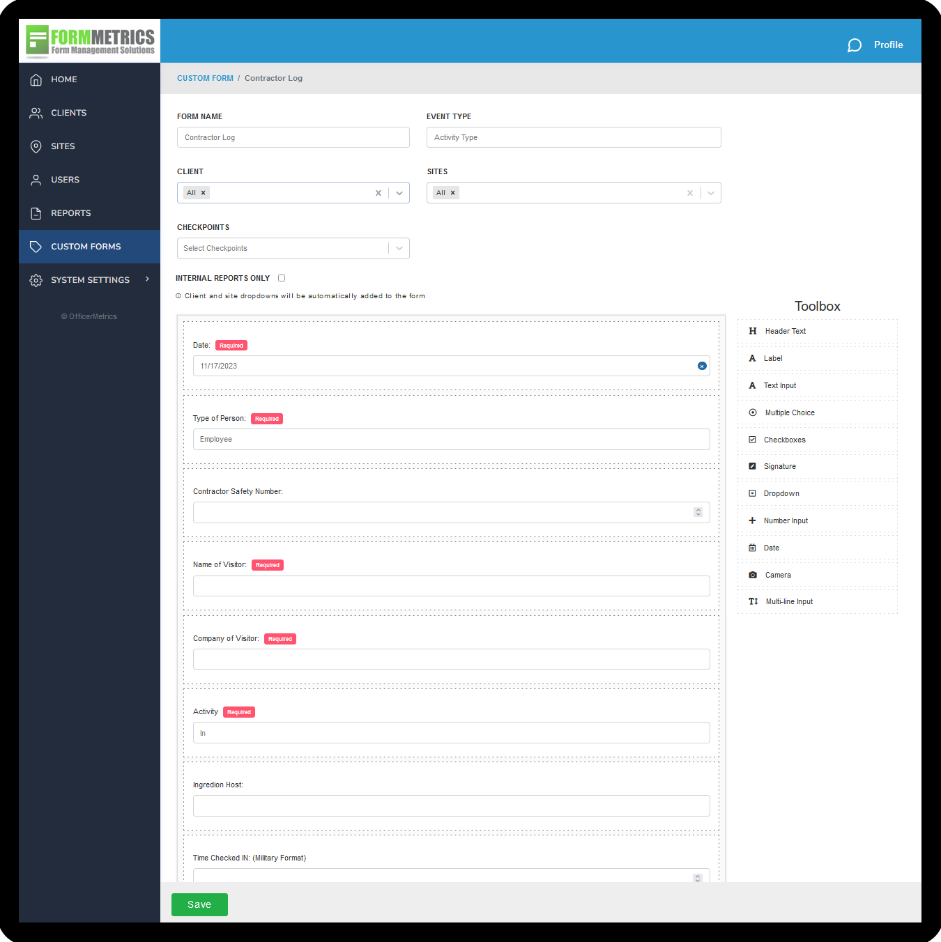 Custom Form Builder Template