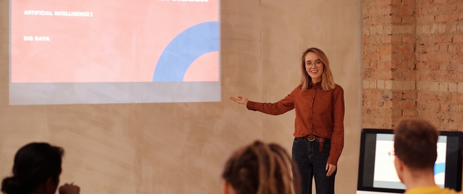 woman giving a presentation